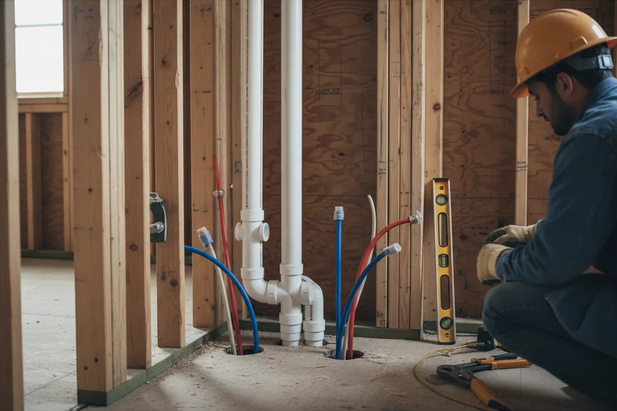 Drain and supply rough-in during Drain Cleaning in Mount Gilead