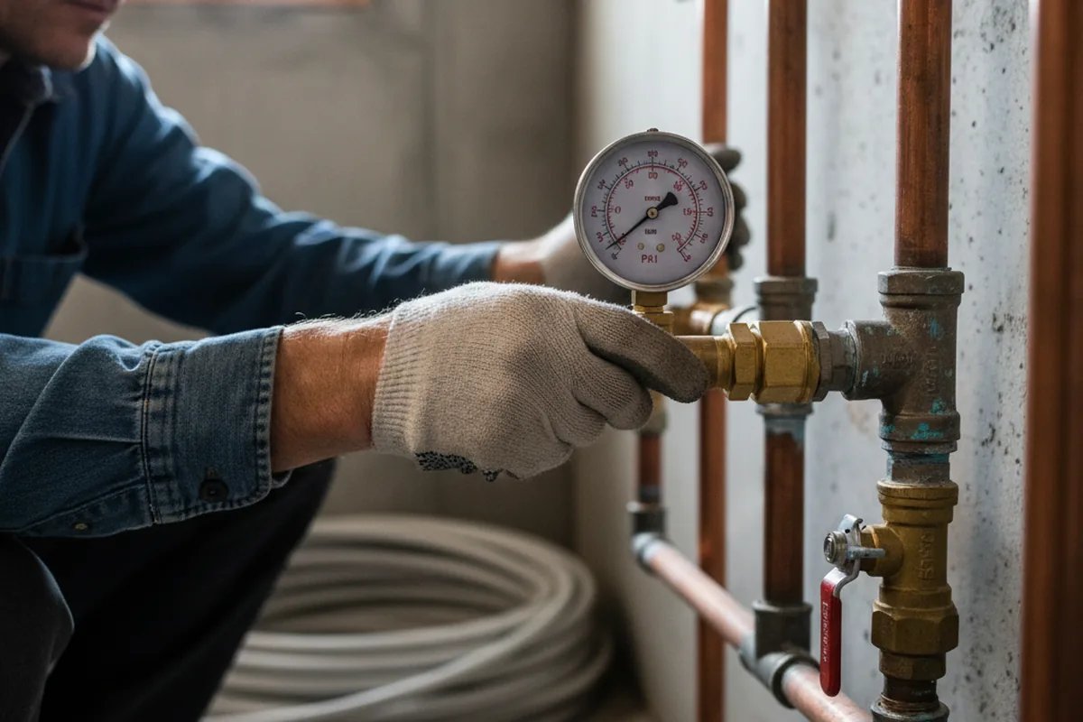 Pressure testing a repaired line during Water Line Repair in Mount Gilead
